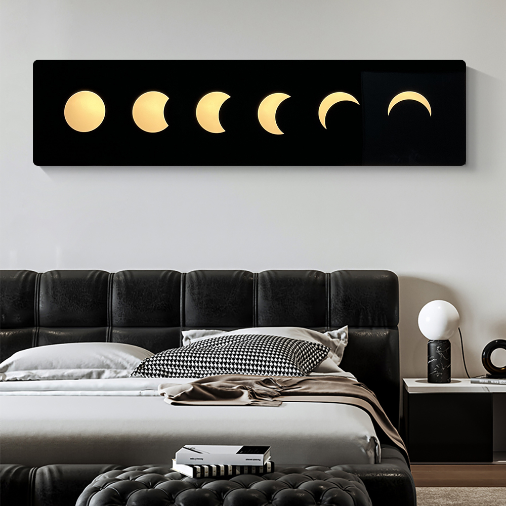 Arte de pared creativo de luz lunar de 1000 mm, decoración pintura con USB LED luz de pared cálida