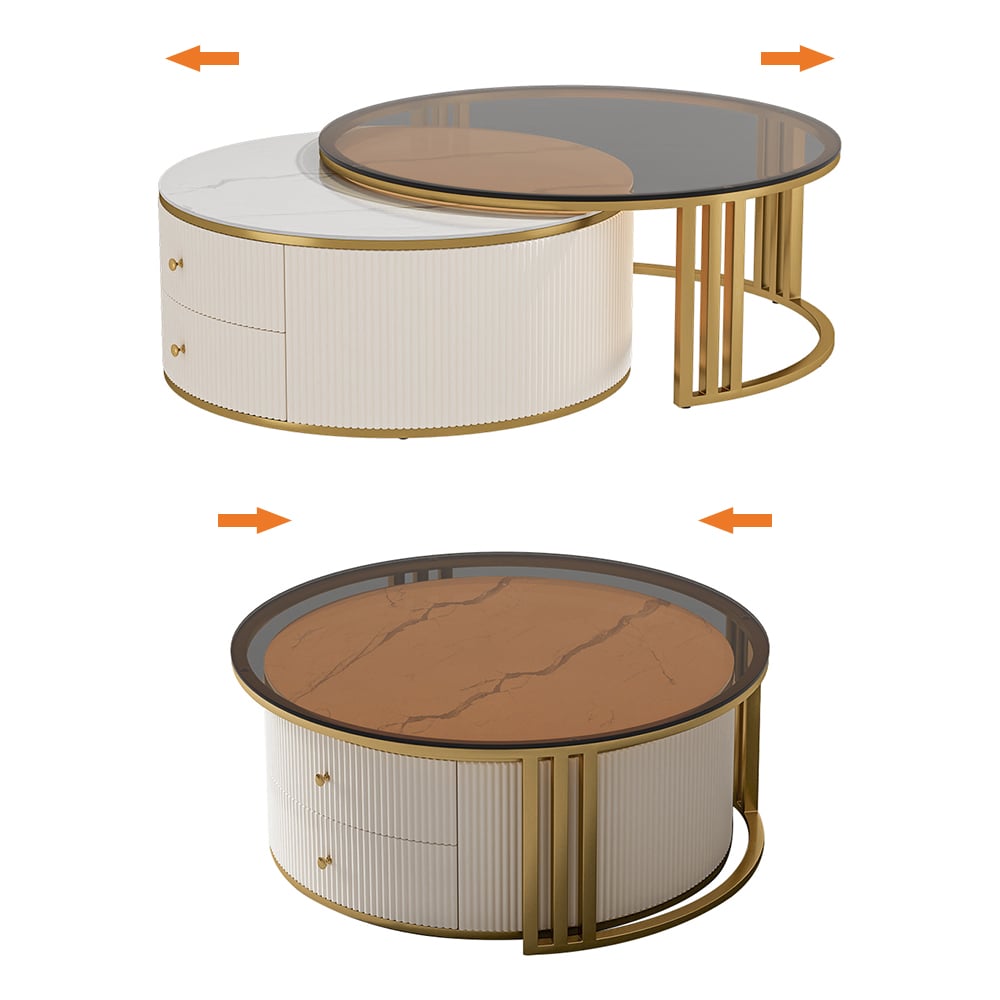 Grovyn Round Nesting Coffee Table Set with Sintered Stone Top(28"-32") selling image