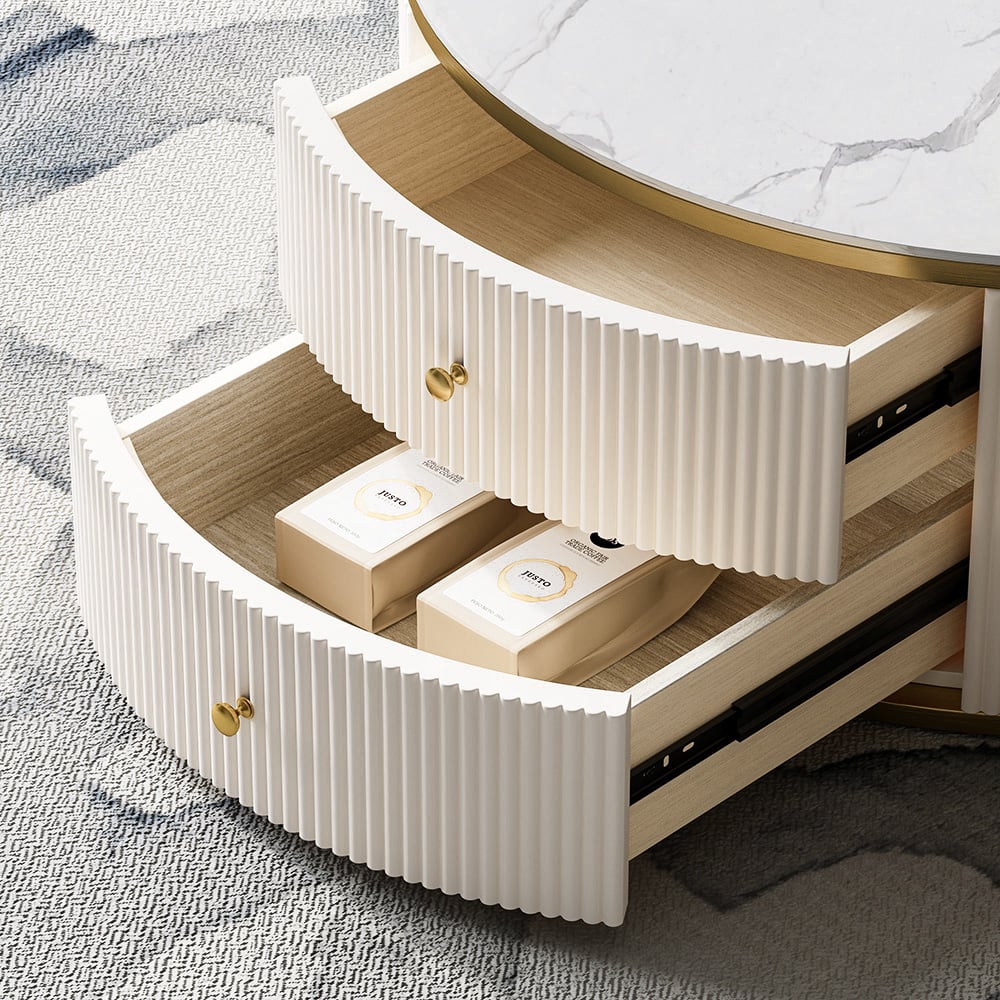 Grovyn Round Nesting Coffee Table Set with Sintered Stone Top(28"-32") selling image