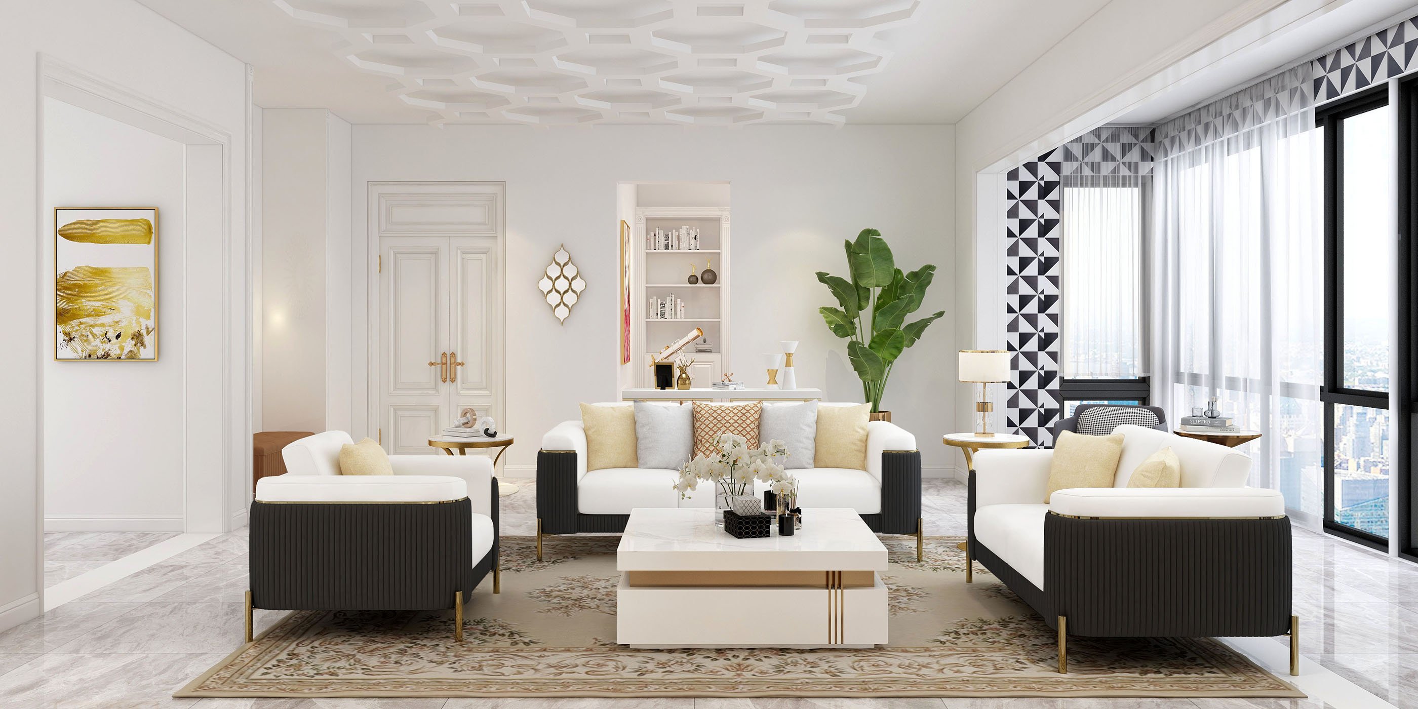 Light Luxury Living Room with Warm Beige Color