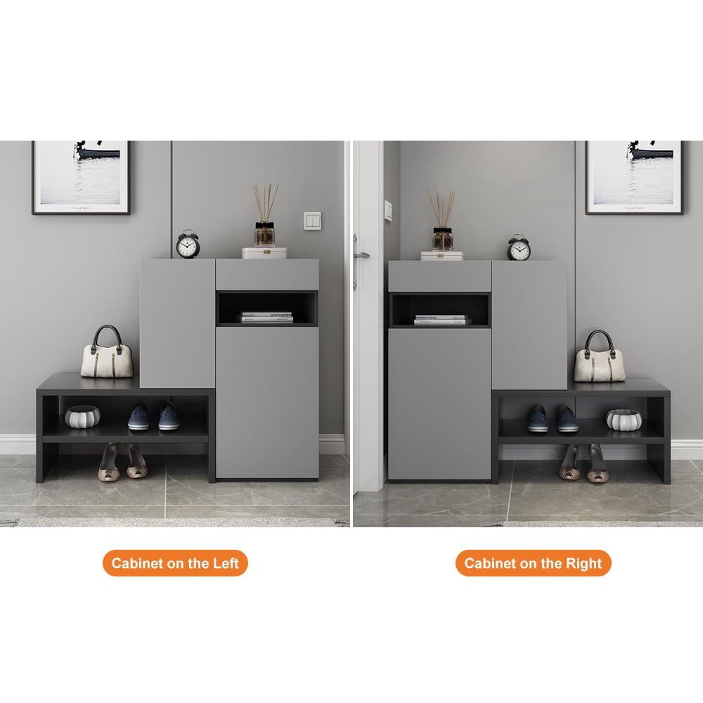 Fero Armoire de Rangement à Chaussures d'angle Grise avec 7 Étagères et