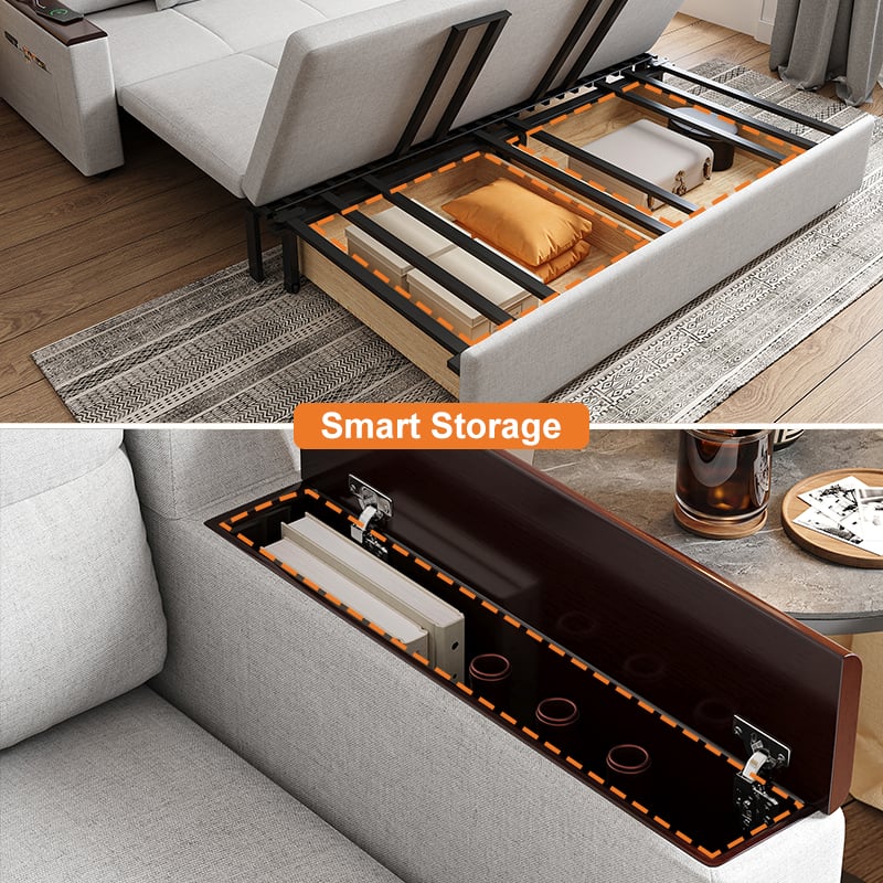 83" Linen Sleeper Sofa 3-Seater with USB Port selling image