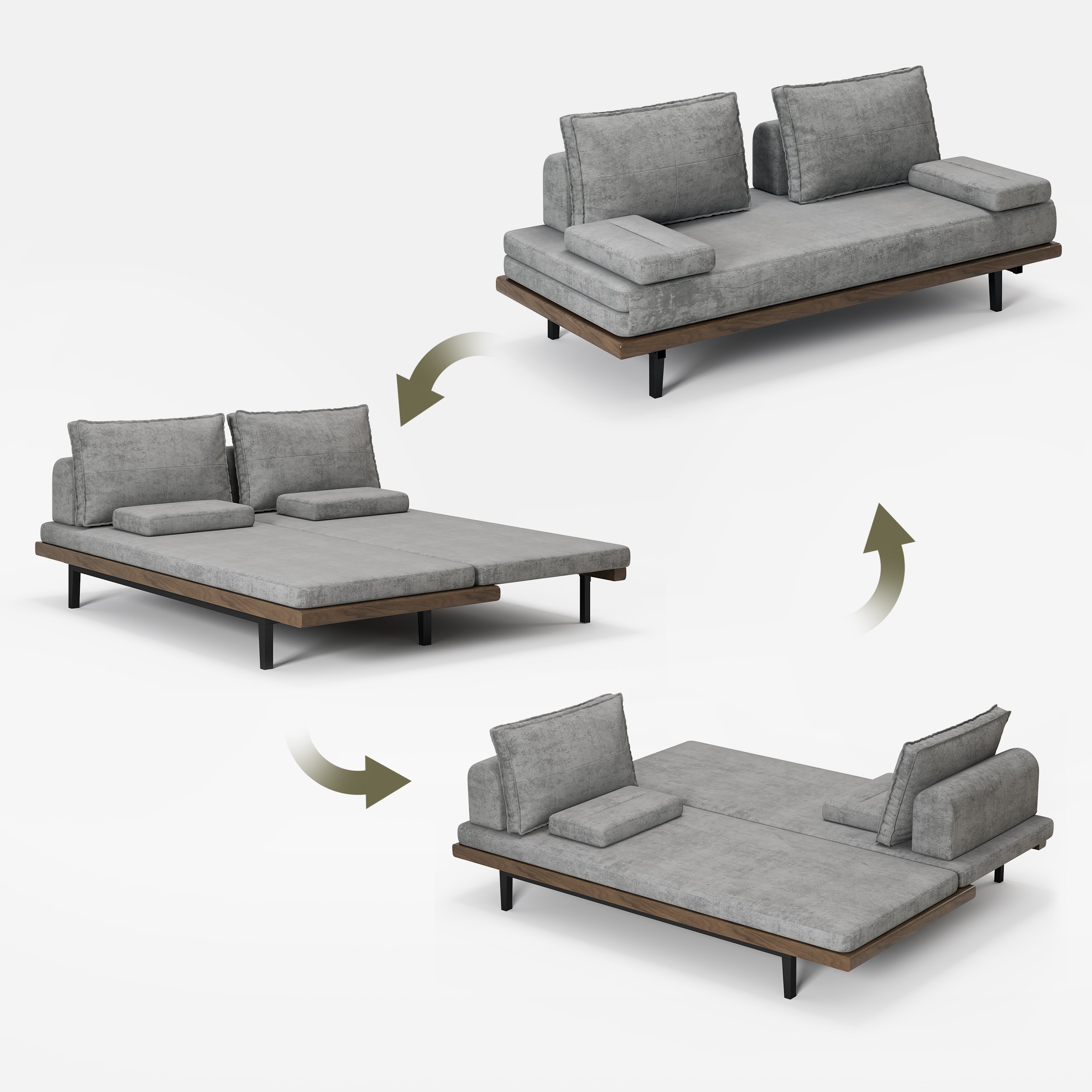 79" Linen Convertible Futon Sofa Bed 3-Seater selling image