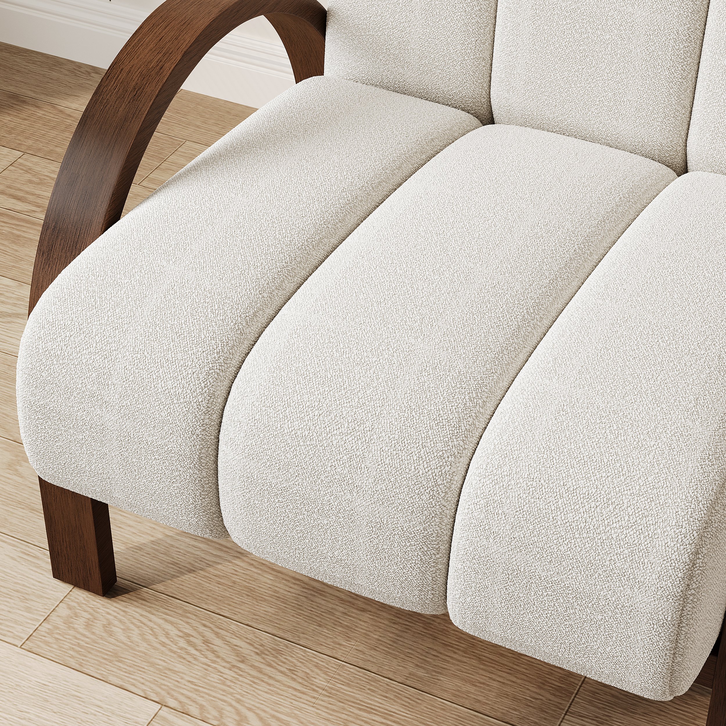 Boucle Ash Wood Accent Chair selling image