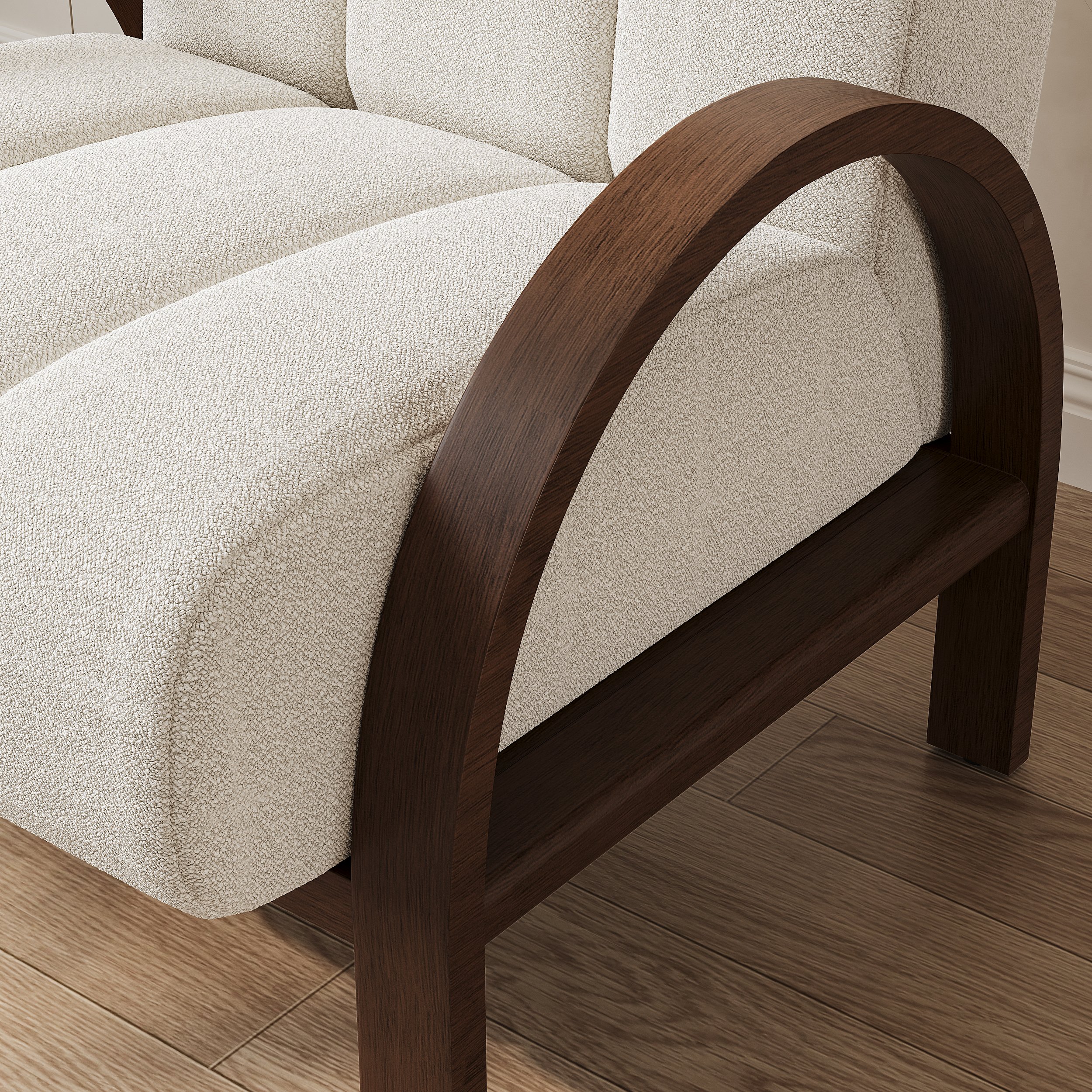 Boucle Ash Wood Accent Chair selling image
