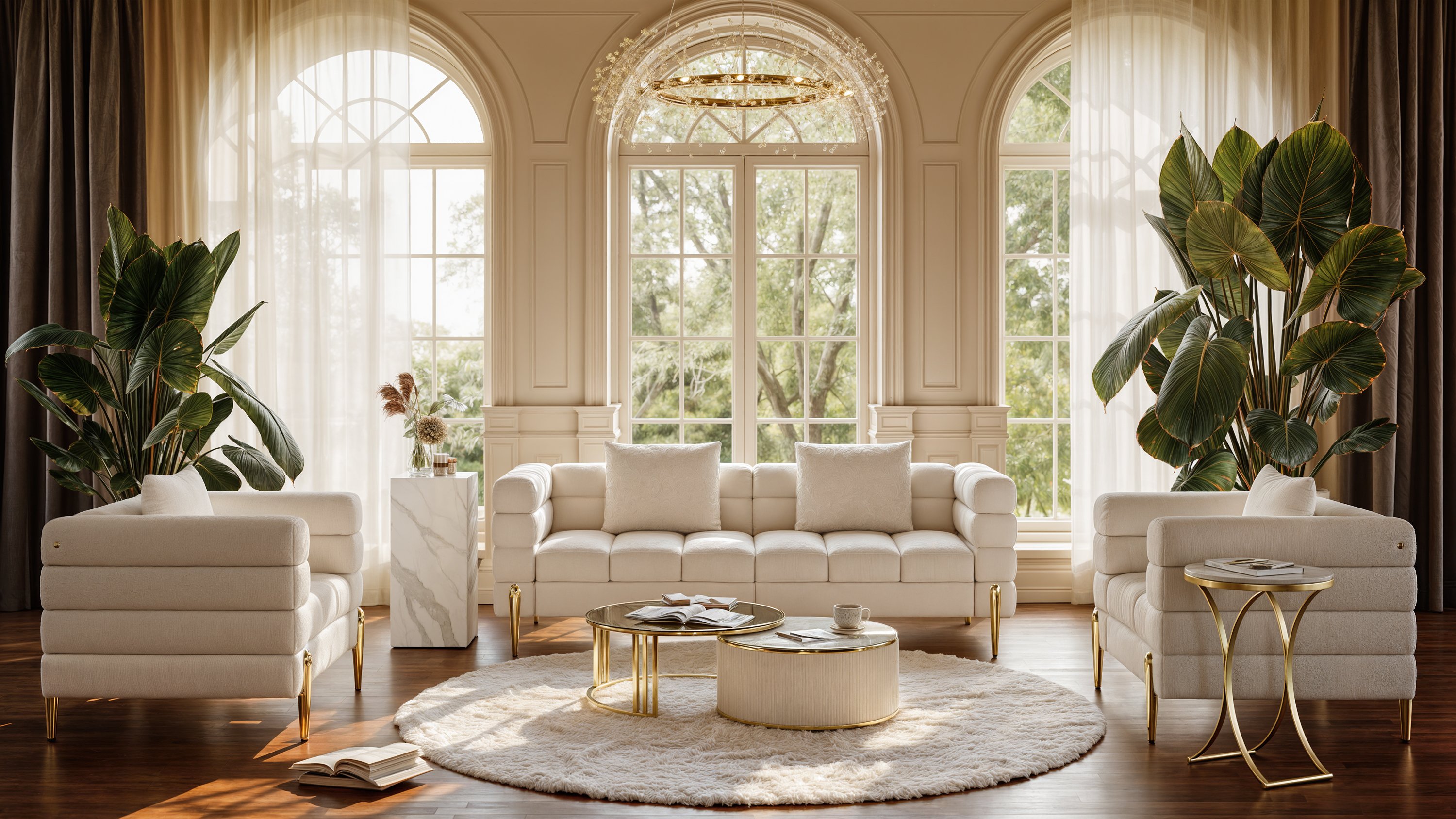 Grovyn Round Nesting Coffee Table Set with Sintered Stone Top(28"-32") selling image