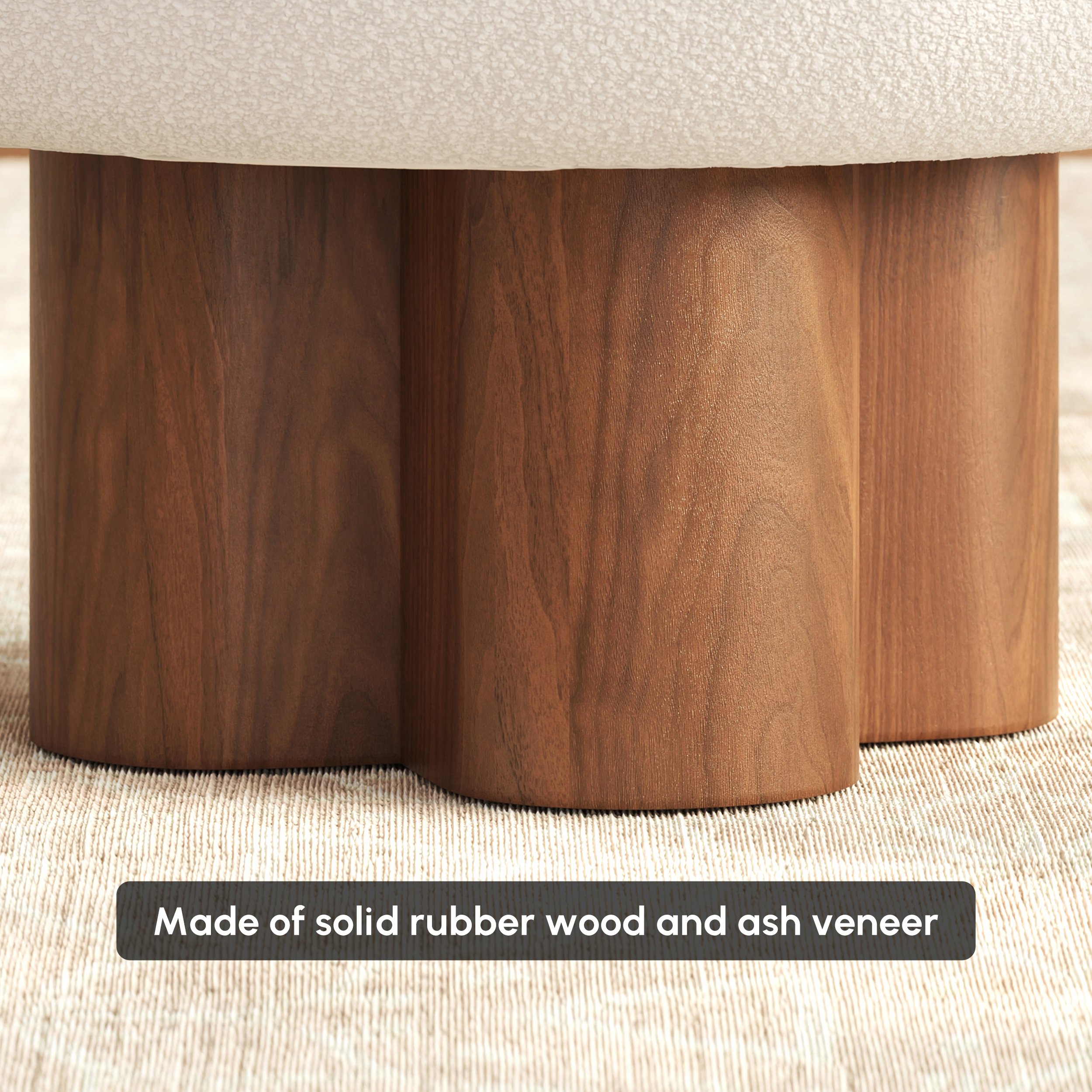 Swivel Boucle Barrel Armless Solid Wood Accent Chair selling image