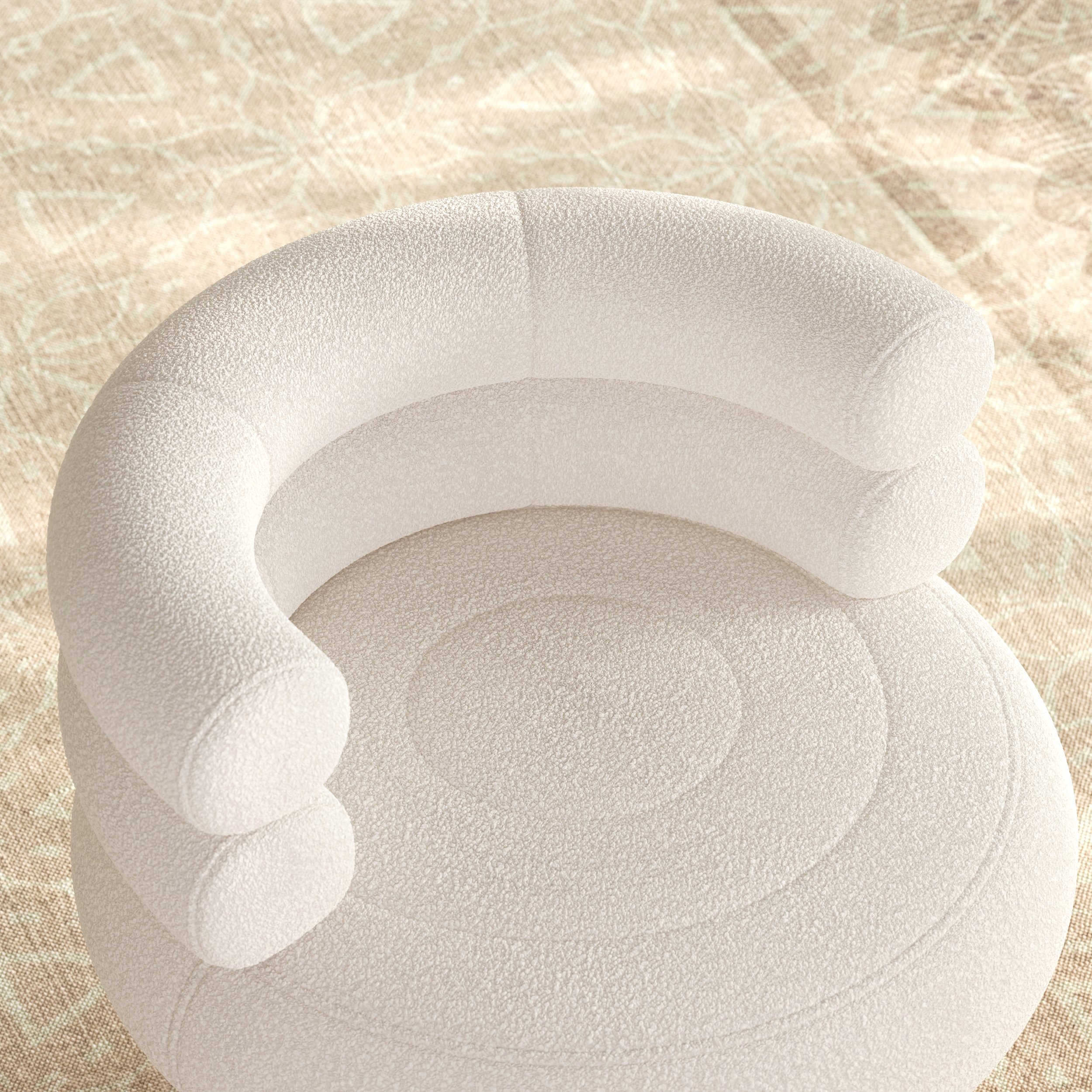 Swivel Boucle Barrel Armless Solid Wood Accent Chair selling image