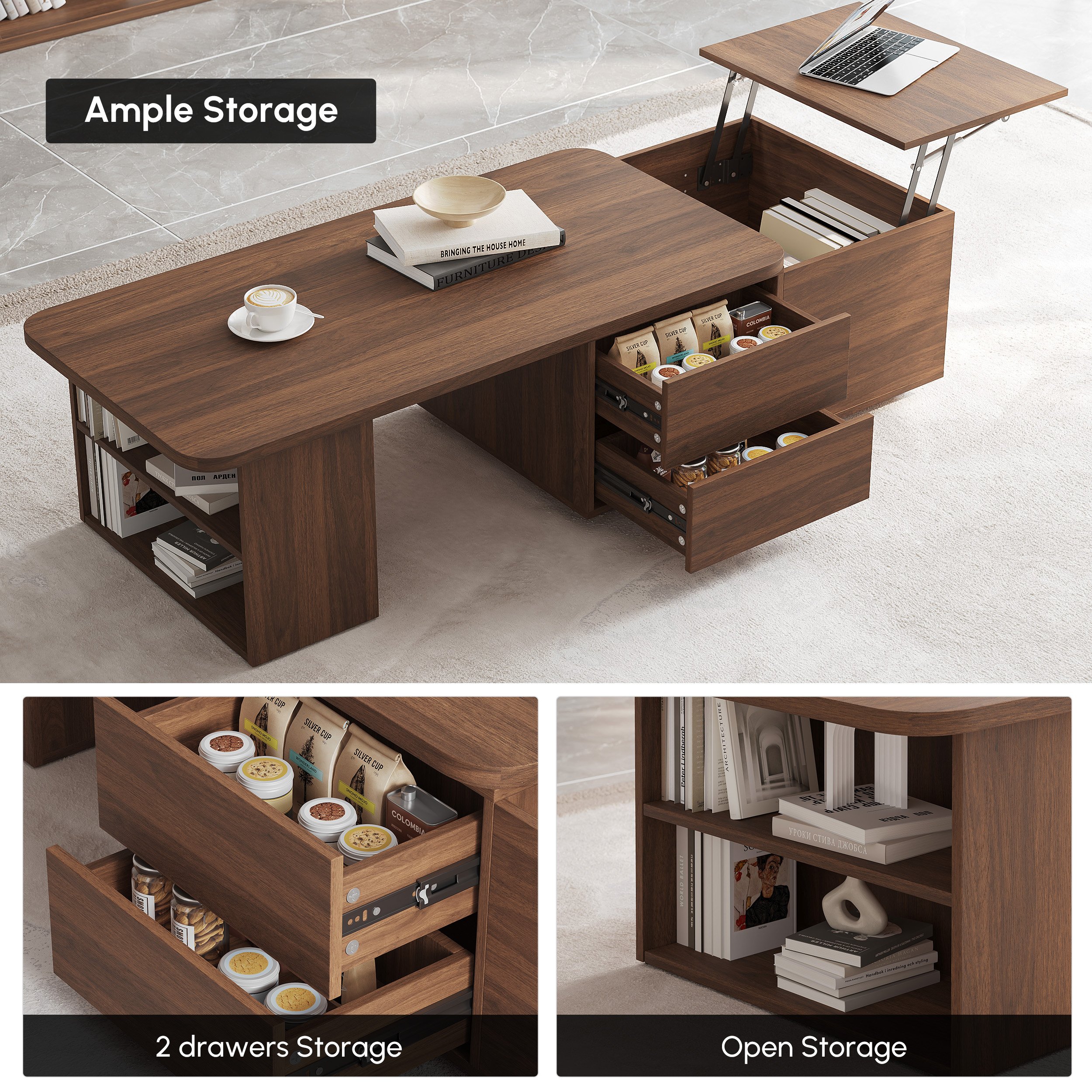 Lift-Top Coffee Table with Extendable Design & Storage(47"-63") selling image