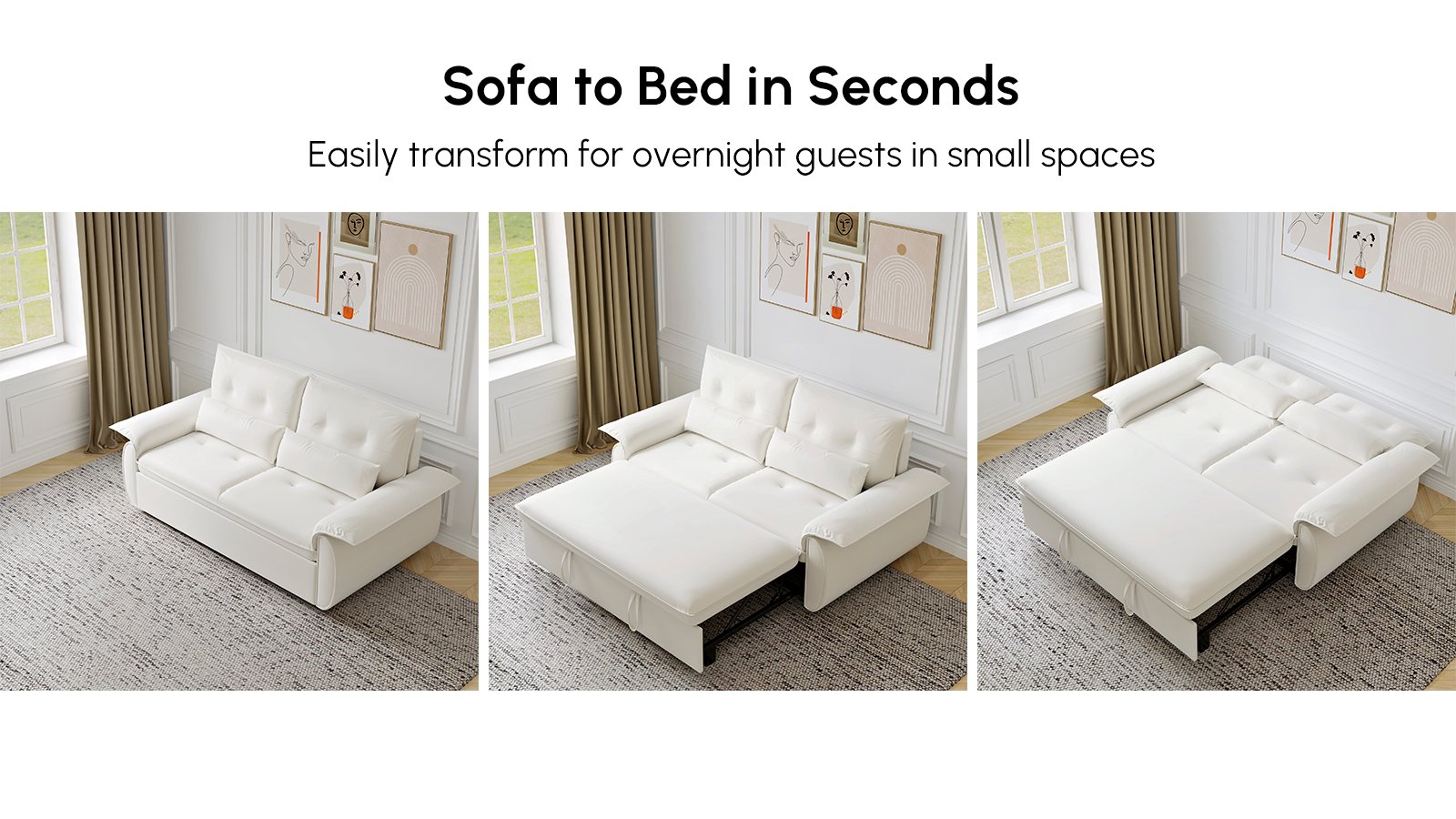 73" Performance Leather Sofa Bed selling image