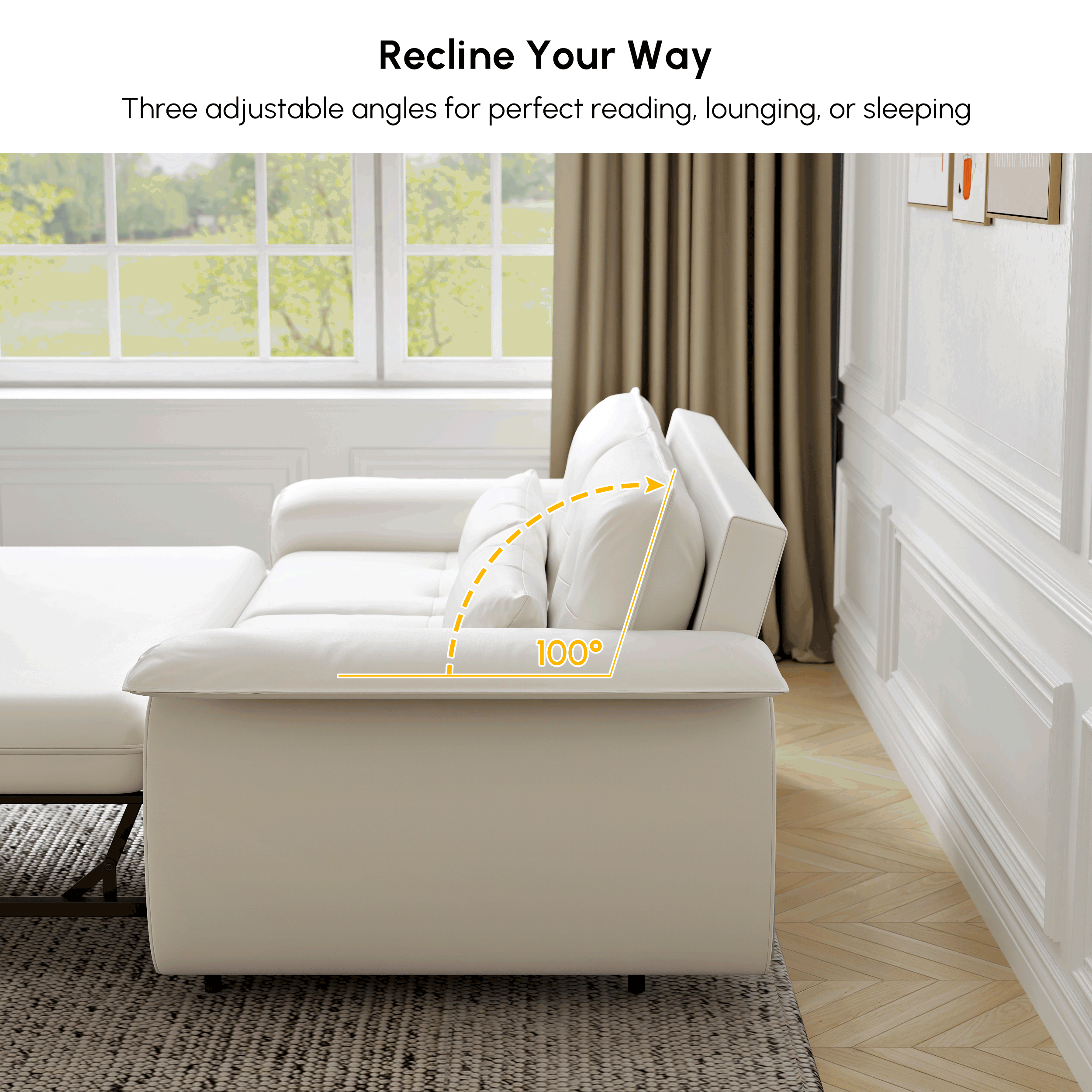 73" Performance Leather Sofa Bed selling image