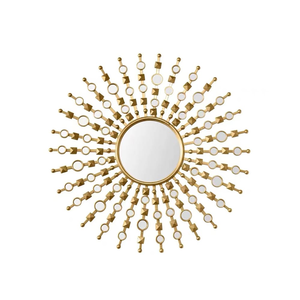 Glam Metal Round Gold Wall Mirror Sun Shine Home Decor Wall Décor