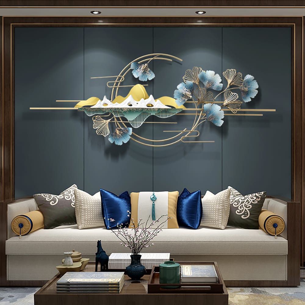 Modern Natural Landscape Metal Wall Decor Creative Ginkgo Leaves Home