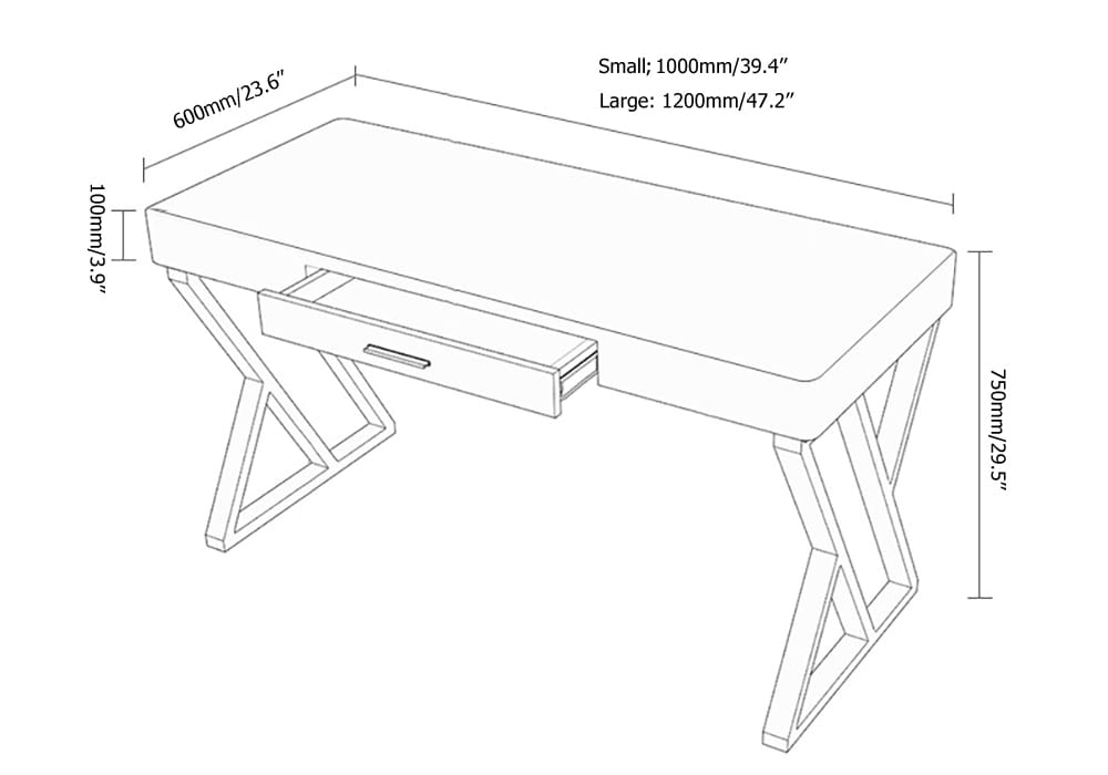 Modern White and Gold Rectangular Writing Desk in MDF & Metal Home Office Desk Office