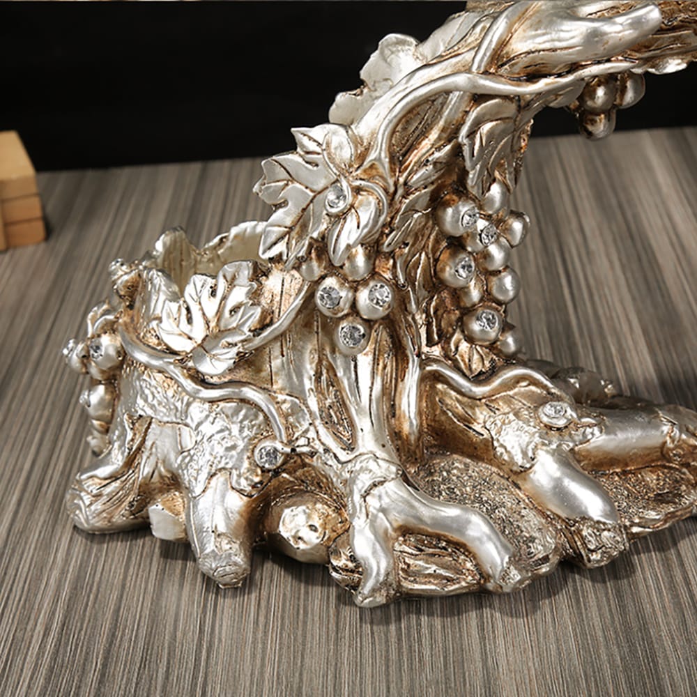 Traditional Wine Glass Rack Grape Vines Tabletop Wine Bottle Holder in