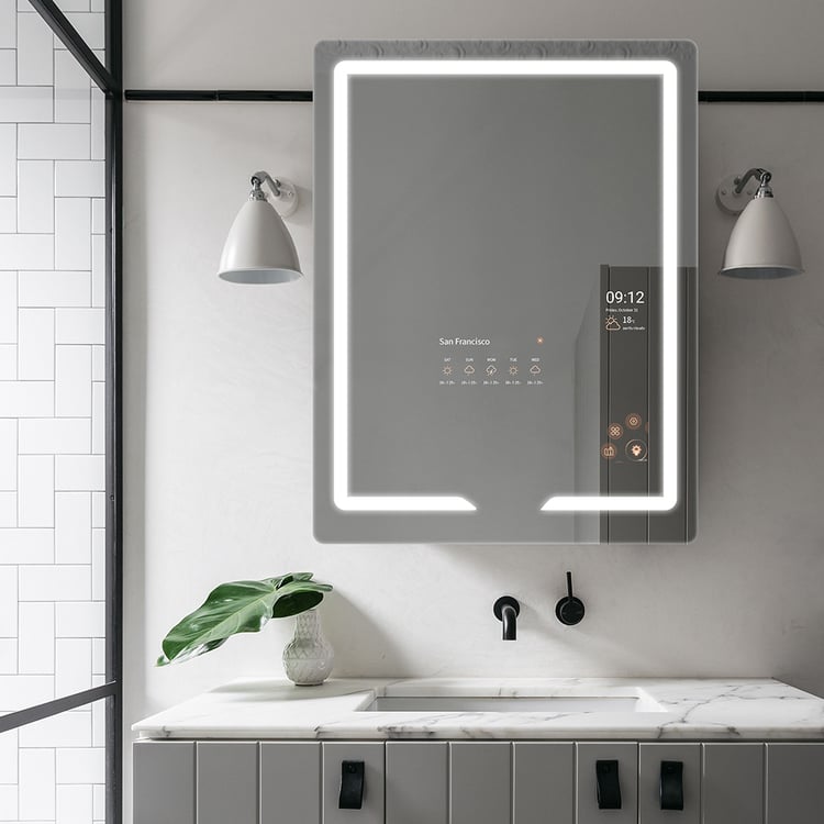 Smart LED bathroom mirror with touch control interface