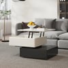Modern Black & Khaki Lift Top Small Square  Sintered Stone Coffee Table with Storage