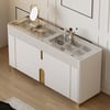 Artis 150 cm Parte superior de cristal blanco Cómoda de 6 cajones con expositor de joyas