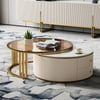 Table basse ronde 2 pièces Grovyn avec plateau en pierre frittée