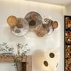 1260mm Japandi Round Woven Rattan Large Wall Decor Overlapping Wooden Art