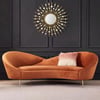93" Velvet Upholstered Curved Sofa with Gold Legs