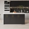 Isla de cocina de madera con cajones y armarios blanco y negro mate 183 cm