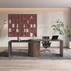 Bureau en L avec tiroirs, bureau exécutif rotatif moderne de 59,8 pouces