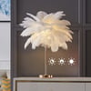 Weiße Feder dimmbare Gold Tischlampe tragbare Schreibtischlampe