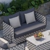 Canapé de terrasse d'extérieur moderne en aluminium et corde Martic de 1350 mm de large avec coussins