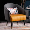 Faux Leather Upholstered Barrel Accent Chair with Pillow & Metal Legs