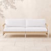 Ropipe Woven Rope Outdoor Sofa 3-Seater Sofa with White Polyester Pillow Cushion