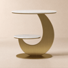 Modern 20" White Round Sintered Stone End Table with 2 Tiers