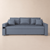 Rozkładana sofa dwuosobowa (188 cm), skóra ekologiczna, schowek i kieszenie boczne