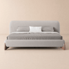 Curva King Linen Upholstered Platform Bed with Walnut Legs
