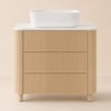 32" Fluted Freestanding Bathroom Vanity with Vessel Sink, 3-Drawers, Sintered Stone top