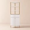 Étagère moderne blanche de 1900 mm, 1 tiroir et 2 portes, étagère à livres haute en bois
