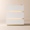 Lumio White 3-Drawer Narrow LED Bedside Table with Charging Station