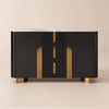 Artis Modern Matte Black 59"W Sintered Stone Sideboard 3 Drawers Kitchen Buffet Table