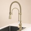 Robinet de cuisine Arc en or, en laiton massif, avec double mode et commande en porcelaine