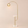 Modern Arc Floor Lamp with Shelf & Wireless Charger & USB Charging Port