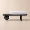 Upholstered Fleece Hallway Bench in White-Black, 120 cm