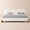 Curva King Boucle Upholstered Platform Bed with Walnut Legs