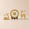 Set de 3 figuras de ciervo dorado con plato decorativo, esculturas de animales de resina de lujo