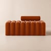 Modern Line Tufted Entryway Bench Upholstered Bench with Round Back Orange