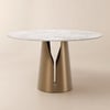 Round Dining Table with Sintered Stone Top and Gold Carbon Steel Base for 4 People, 1200 mm