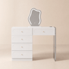 Coiffeuse de maquillage blanche Krila avec miroir LED et station de charge (40"–55")