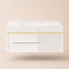 39.4" Wall-Mounted Bathroom Vanity with Sintered Stone Top, LED Sensor Light