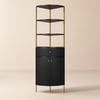 Étagère d'angle moderne noire de 75 po avec tiroir et armoire à 2 portes