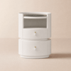 Modern Saddle Leather Smart LED Bedside Table
