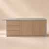Concrete Grey and Natural Kitchen Island with Ample Storage, 183 cm